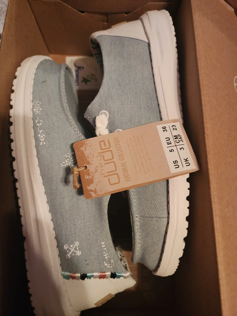 Hey Dude Light Blue Canvas Slip-On Athletic Shoes